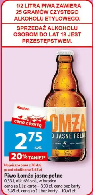 Auchan Piwo Łomża jasne pełne 0,33 l oferta