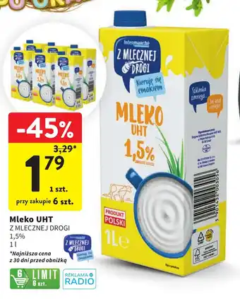 Intermarche Mleko UHT Z MLECZNEJ DROGI 1,5% 1 l oferta