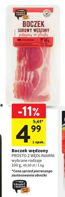 Intermarche Boczek wędzony PROSTO Z WĘDLINIARNI 100 g oferta