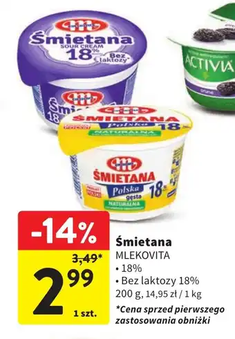 Intermarche Śmietana MLEKOVITA 200 g oferta