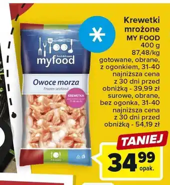 Carrefour Krewetki surowe obrane 31/40 1 SZT 400 G oferta