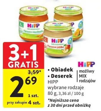Intermarche Obiadek Deserek HIPP 80g oferta