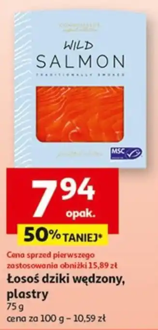 Auchan Łosoś dziki wędzony plastry 75g oferta