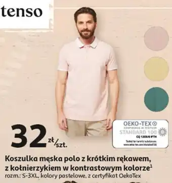 Auchan Koszulka męska polo z krótkim rękawem, z kołnierzykiem w kontrastowym kolorze oferta