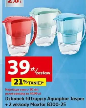 Auchan Dzbanek filtrujący Aquaphor Jasper +2 wkłady Maxfor B100-25 oferta
