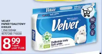 Selgros VELVET PAPIER TOALETOWY 8 ROLEK oferta
