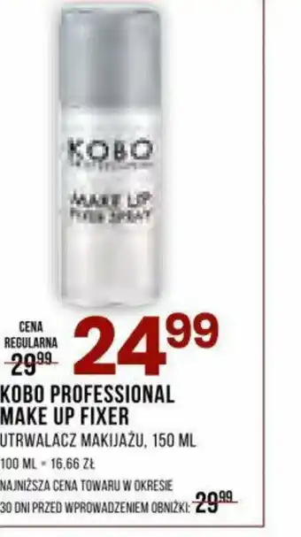 Drogerie Natura KOBO PROFESSIONAL MAKE UP FIXER UTRWALACZ DO MAKIJAŻU, 150 ML oferta