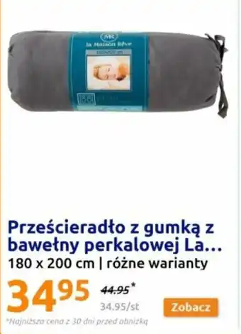 Action Prześcieradło z gumką z bawełny perkalowej La oferta
