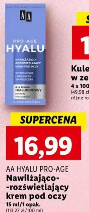 Lidl AA HYALU PRO-AGE Nawilżająco--rozświetlający krem oferta