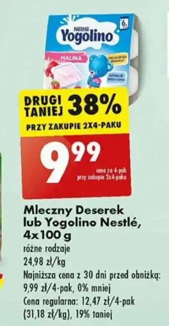 Biedronka Mleczny Deserek lub Yogolino Nestlé, 4 x 100 g oferta