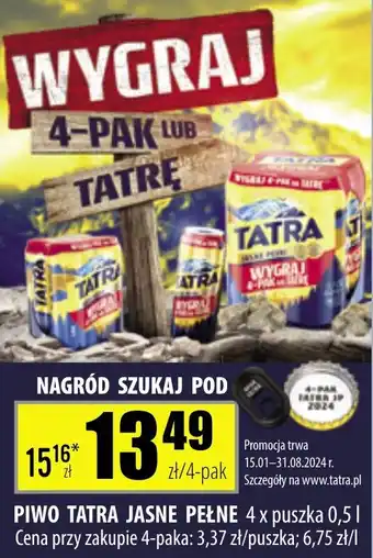 Społem Szczecin Piwo TATRA jasne pełne 4 x 0,5L oferta