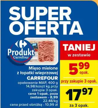 Carrefour Market Mięso mielone z łopatki wieprzowej Carrefour 500 g oferta