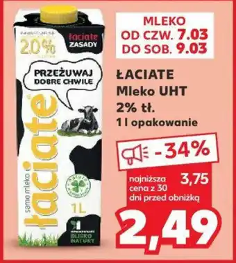 Kaufland ŁACIATE Mleko UHT 2% tł. 1 l oferta