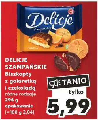 Kaufland DELICJE SZAMPAŃSKIE Biszkopty z galaretką i czekoladą 294 g oferta