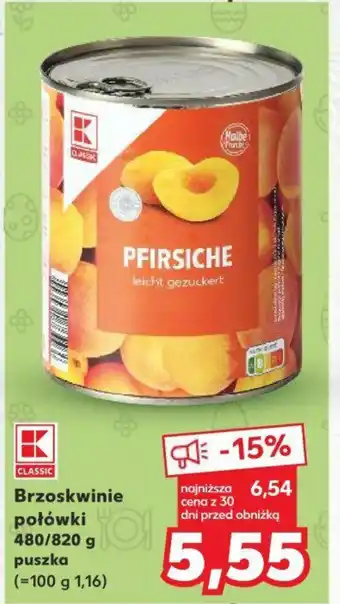 Kaufland Brzoskwinie połówki 480/820 g puszka oferta