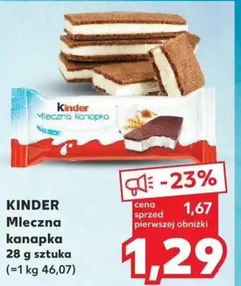 Kaufland KINDER Mleczna kanapka 28 g sztuka oferta