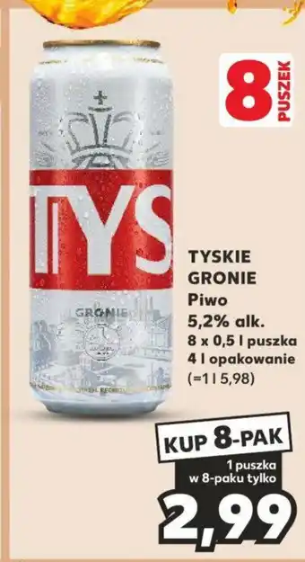Kaufland TYSKIE GRONIE Piwo 8 x 0,5l oferta