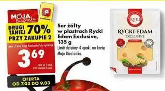 Biedronka Ser żółty w w plastrach Rycki Edam Exclusive, 135 g oferta