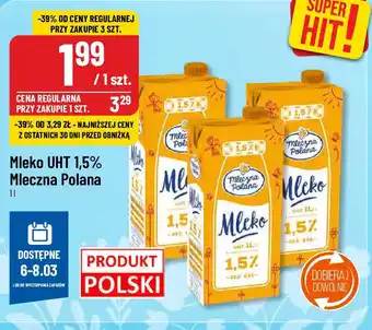 Polomarket Mleko UHT 1,5% Mleczna Polana 1l oferta