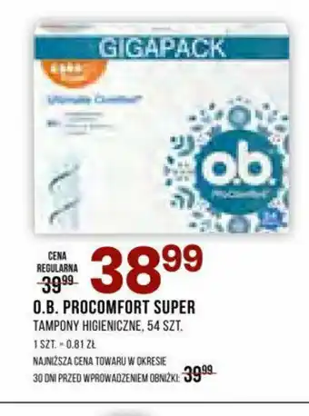 Drogerie Natura O.B. PROCOMFORT SUPER TAMPONY HIGIENICZNE, 54 SZT. oferta