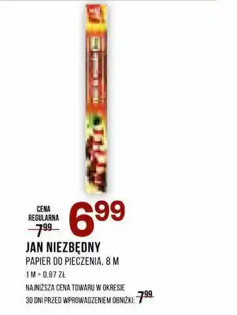 Drogerie Natura JAN NIEZBĘDNY PAPIER DO PIECZENIA, 8 M oferta