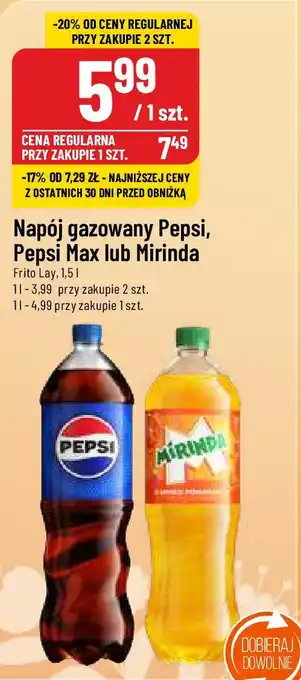 Polomarket Napój gazowany Pepsi, Pepsi Max lub Mirinda Frito Lay, 1,5l oferta