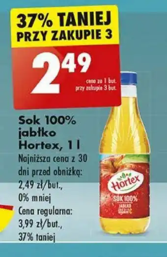 Biedronka Sok 100% jabłko Hortex, 1 l oferta