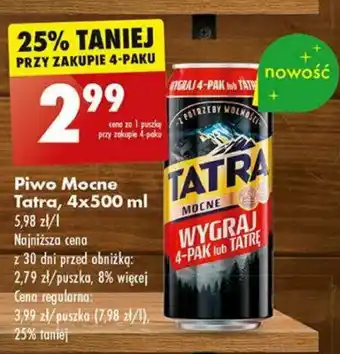 Biedronka Piwo Mocne Tatra, 500 ml oferta