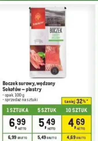 Makro Boczek surowy wędzony Sokotów plastry 100g oferta