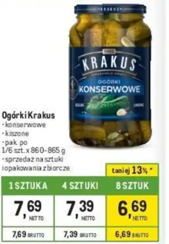 Makro Ogórki Krakus 860-865g oferta