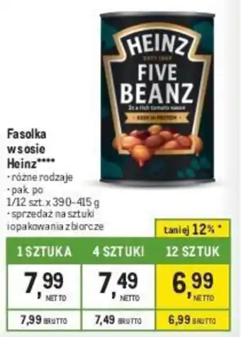 Makro Fasolka w sosie Heinz 390-415g oferta