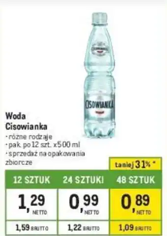 Makro Woda Cisowianka 12 szt. x500 ml oferta