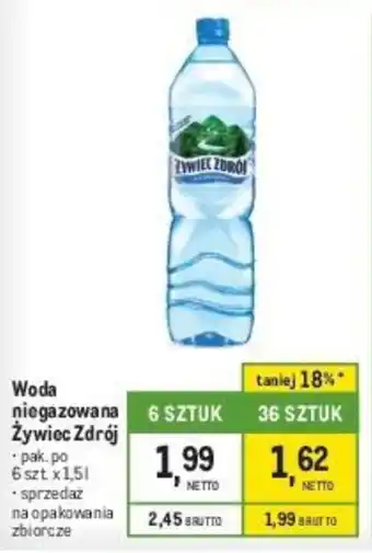 Makro Woda niegazowana Żywiec Zdrój 6x1,5l oferta