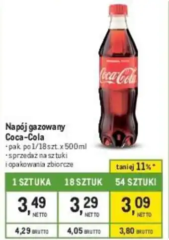 Makro Napój gazowany Coca Cola 500ml oferta