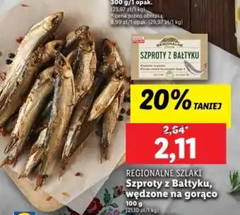 Lidl REGIONALNE SZLAKI Szproty z Bałtyku wędzone na gorąco 100g oferta