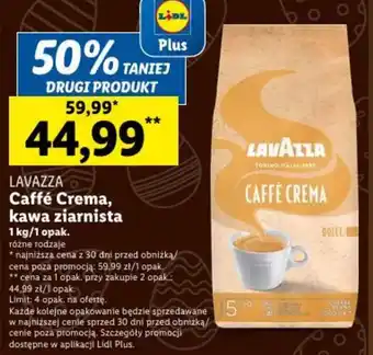 Lidl LAVAZZA Caffé Crema kawa ziarnista 1kg oferta