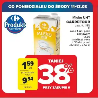 Carrefour Mleko UHT CARREFOUR 1l oferta