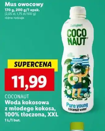Lidl COCONAUT Woda kokosowa z młodego kokosa, 100% tłoczona, XXL 1 L oferta