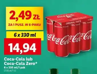 Lidl Coca-Cola lub Coca-Cola Zero, 6 x 330 ml oferta