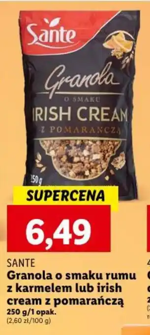 Lidl SANTE Granola o smaku rumu z karmelem lub irish cream z pomarańczą 250 g oferta