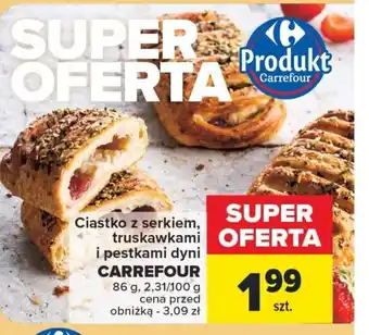 Carrefour CARREFOUR Ciastko z serkiem, truskawkami i pestkami dyni 86g oferta
