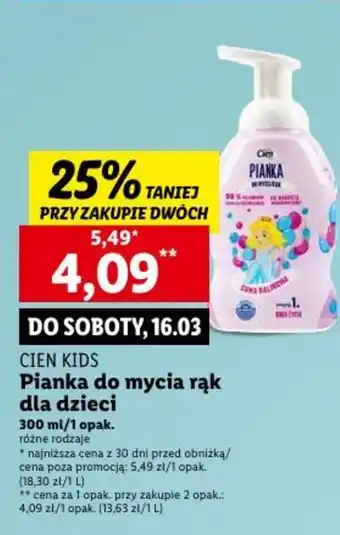 Lidl CIEN KIDS Pianka do mycia rąk dla dzieci 300 ml oferta