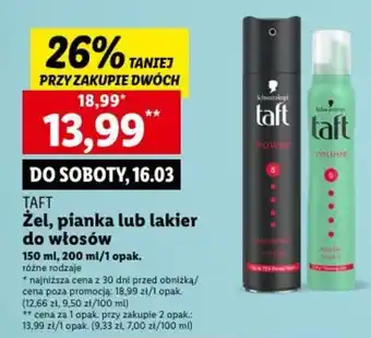 Lidl TAFT Żel, pianka lub lakier do włosów 150, 200 ml oferta