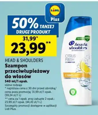 Lidl HEAD & SHOULDERS Szampon przeciwłupieżowy do włosów 540 ml oferta