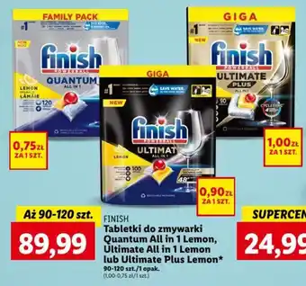 Lidl FINISH Tabletki do zmywarki Quantum All in 1 Lemon, Ultimate All in 1 Lemon lub Ultimate Plus Lemon 90-120 szt. oferta