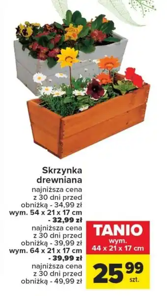 Carrefour Skrzynka drewniana 44 x 21 x 17 cm oferta