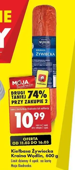 Biedronka Kiełbasa Żywiecka Kraina Wędlin, 600 g oferta