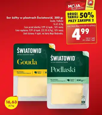 Biedronka Ser żółty w plastrach Światowid, 300 g oferta