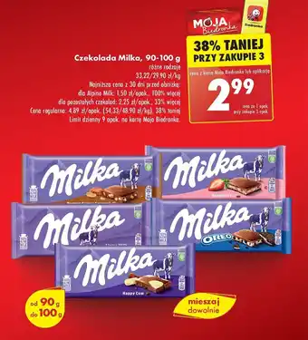 Biedronka Czekolada Milka, 90-100 g oferta