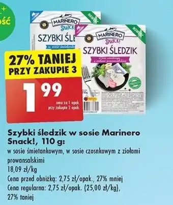 Biedronka Szybki śledzik w sosie Marinero Snack!, 110 g oferta